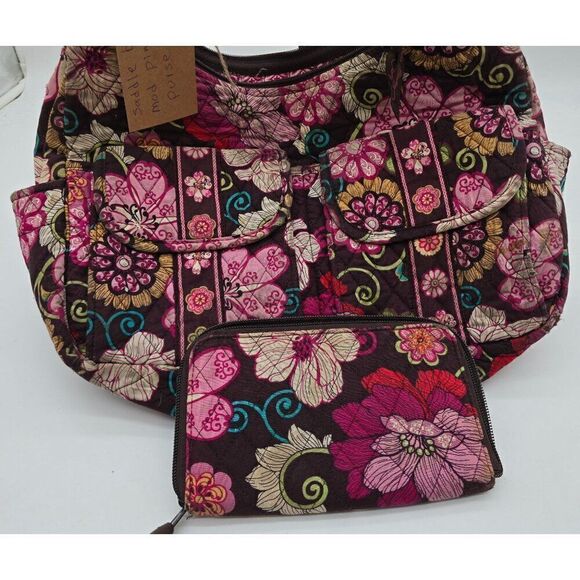 Quilted Floral Shoulder Bag & Wallet Set By Vera Bradley - Picture 1 of 12